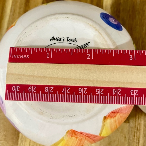 Artist’s Touch Orchard Jubilee Painted Fruit Sugar Bowl Pottery Lidded Jar - Picture 8 of 13